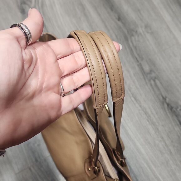 Coach Taupe Campbell Leather Belle Carryall Satchel Bag - Picture 6 of 16